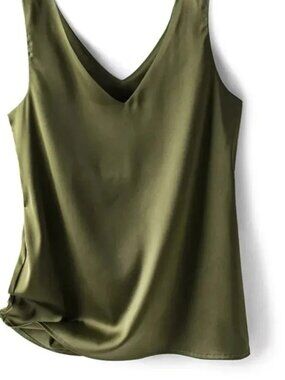 Scoop Sleeveless Tops for Women Silk Satin V Neck Tank Tops size XL16-18
